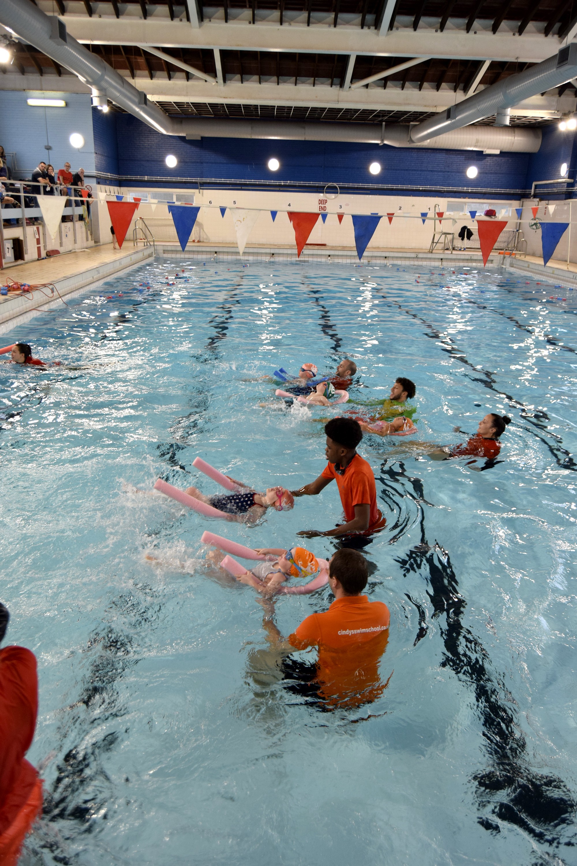Cindys Swim School Gala - young children swimming on backs cindy baby swimming lessons
