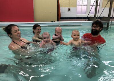 Babies in group swim