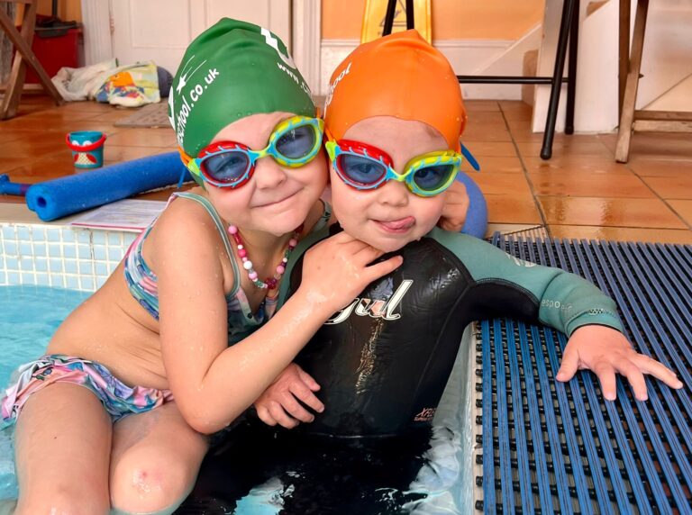 Sibling swimming fun