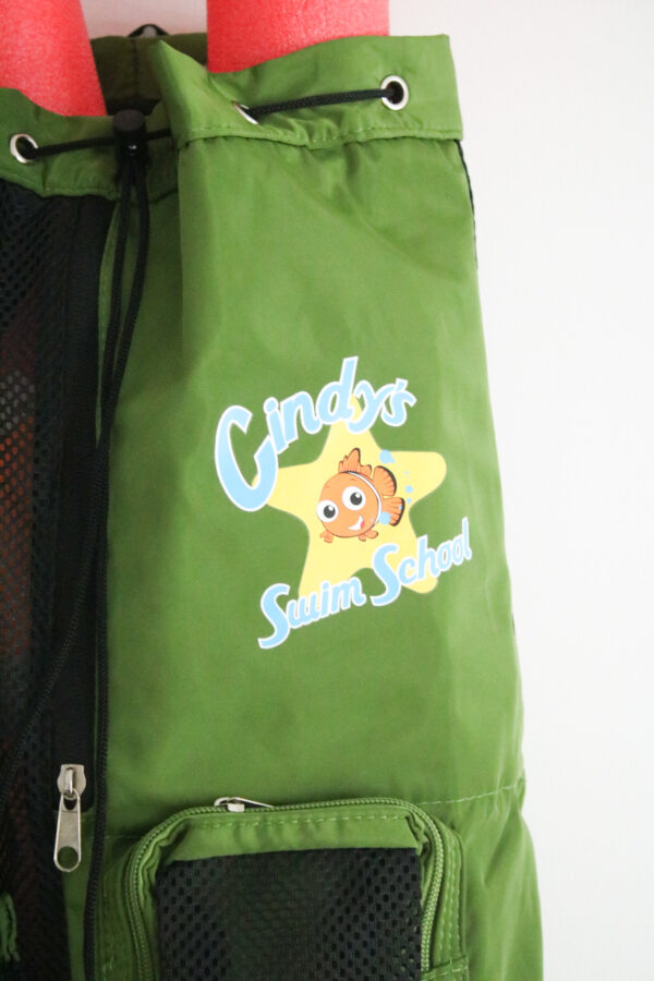 Green and black swim bag